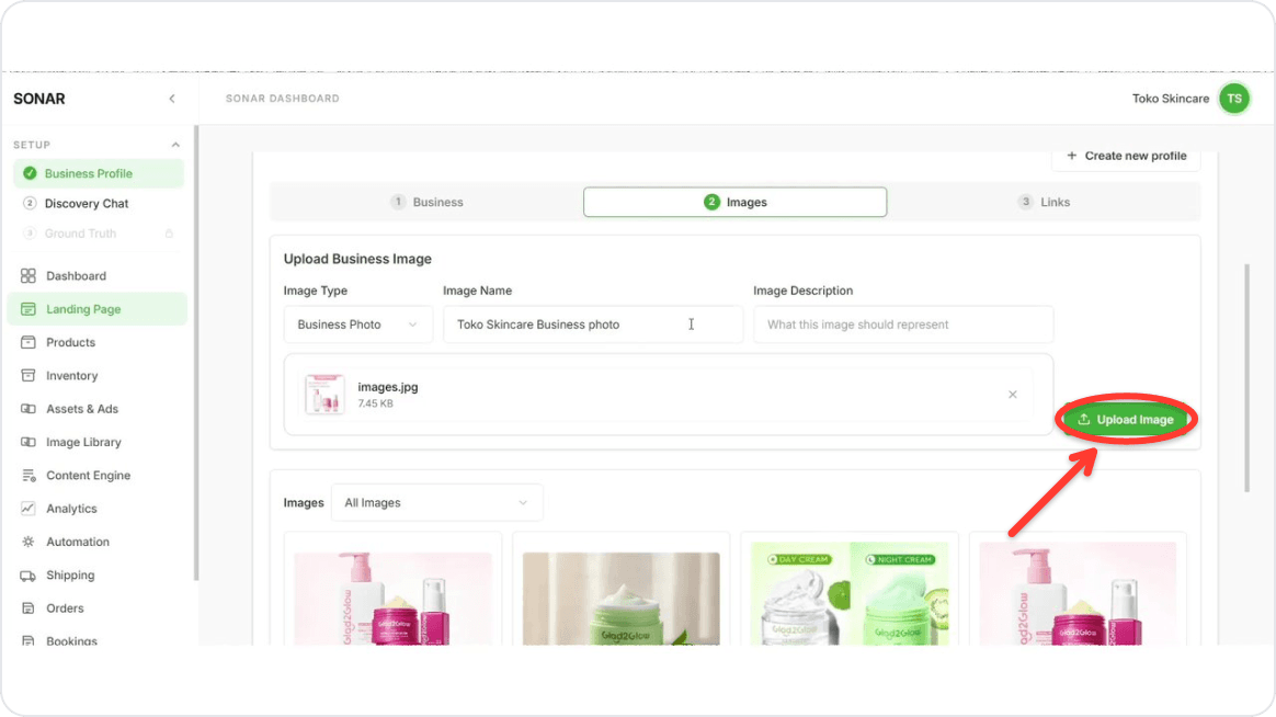 Upload supporting images