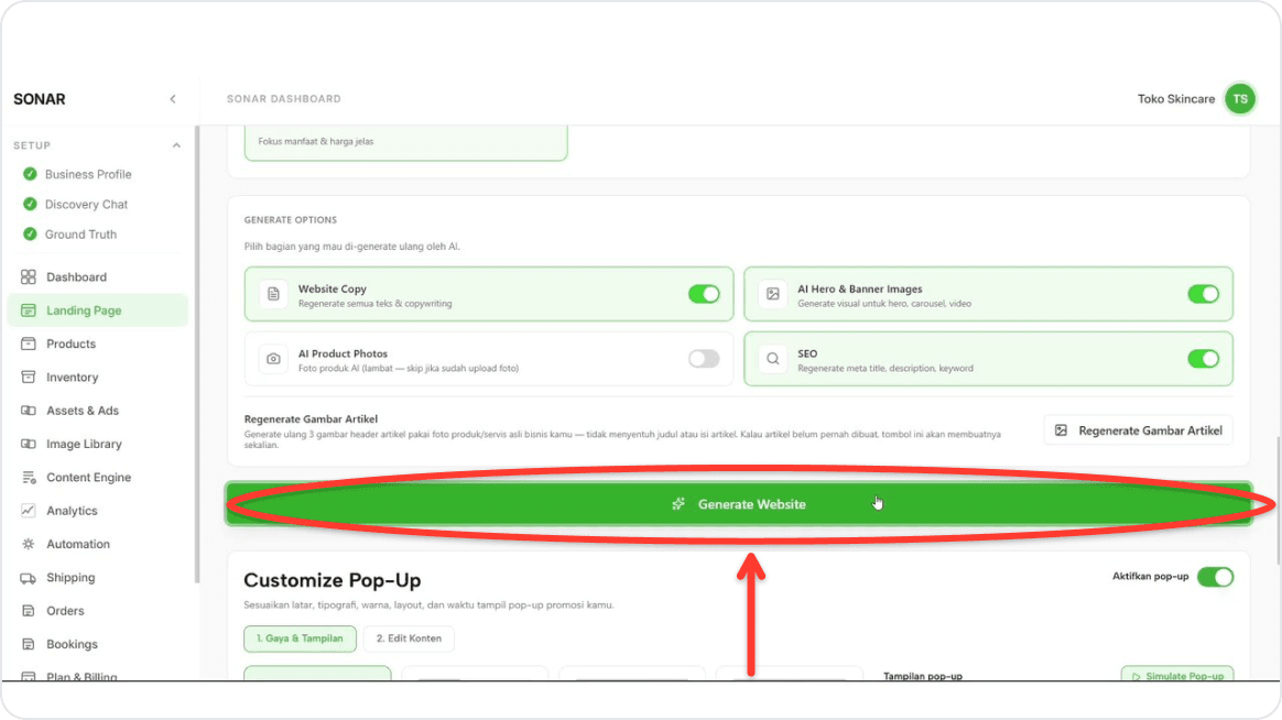 Generate your website