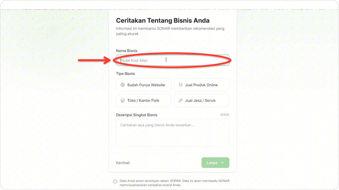 Fill in your business details