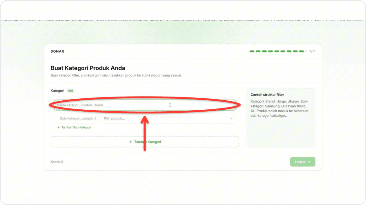 Fill in a category and generate copy