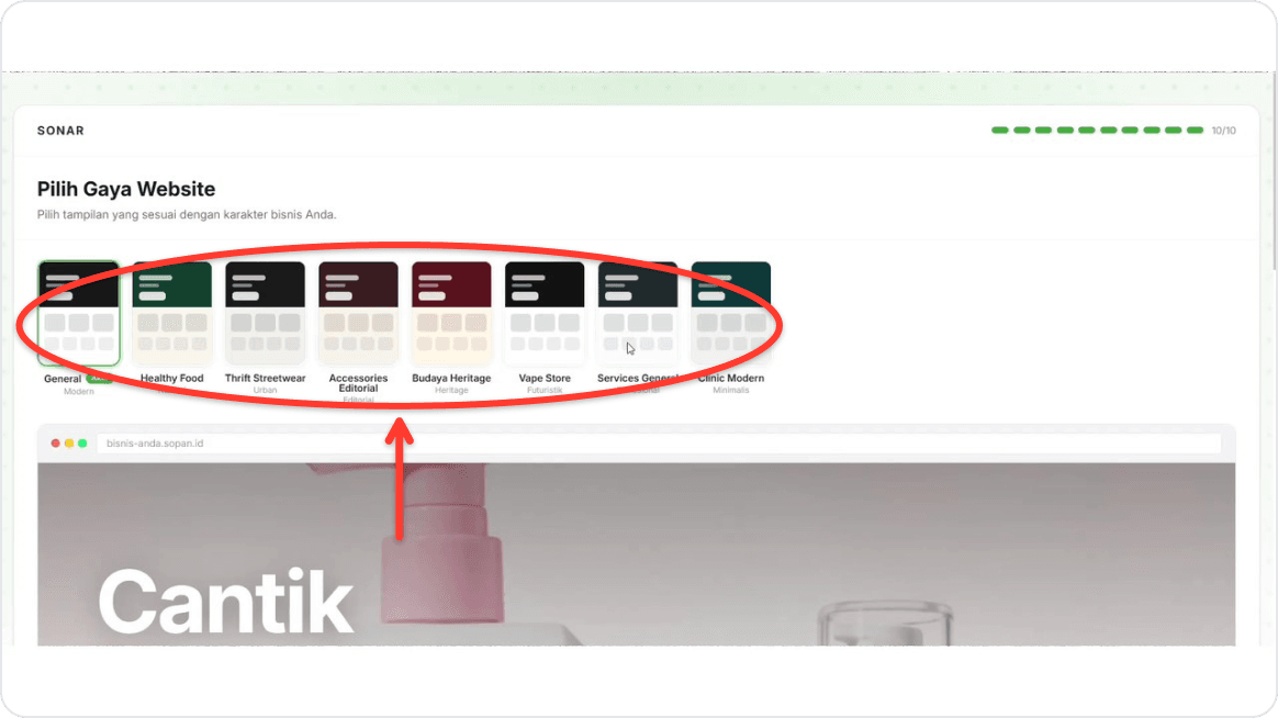 Pick a website style