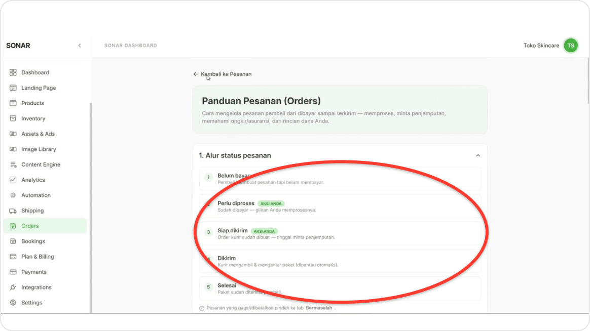 Follow the guided order process