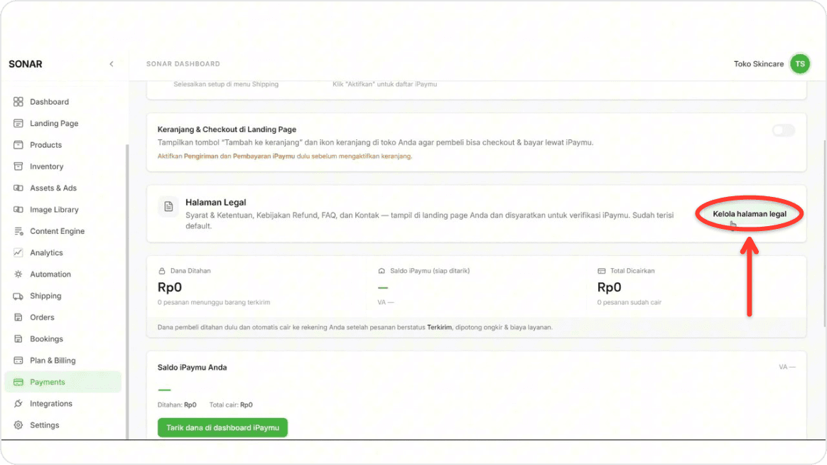 Set up legal pages