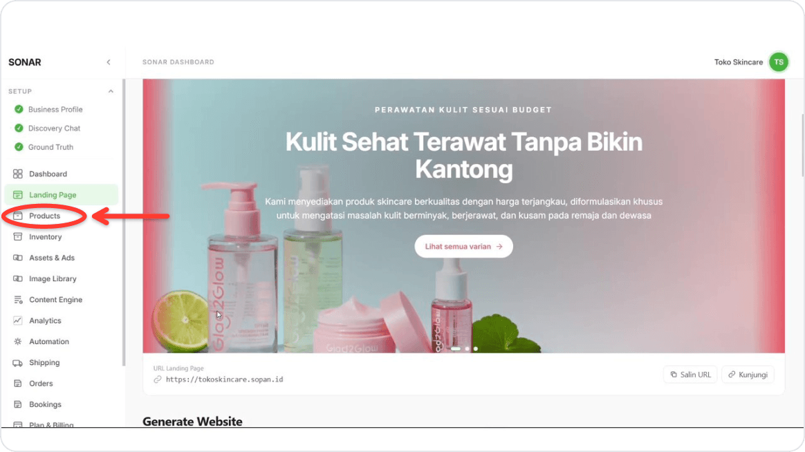 Open the Products menu