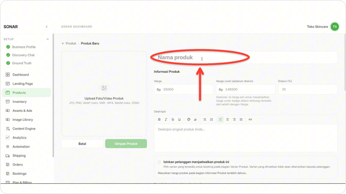 Click Add Product and fill in the basics