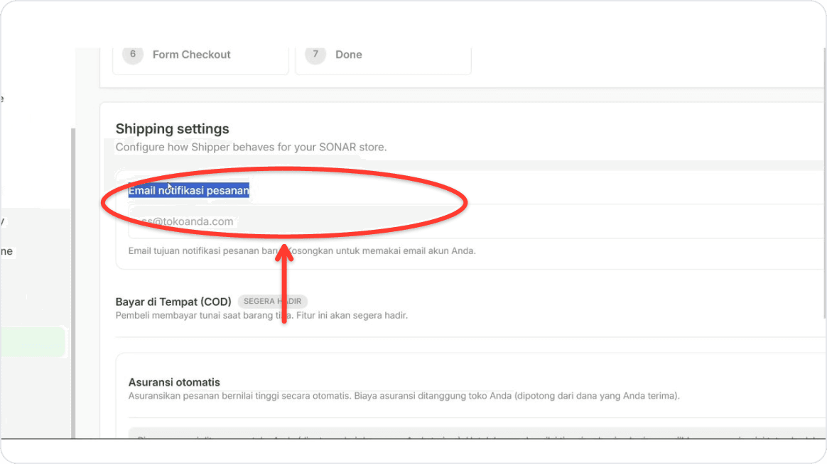 Set up notification email and insurance