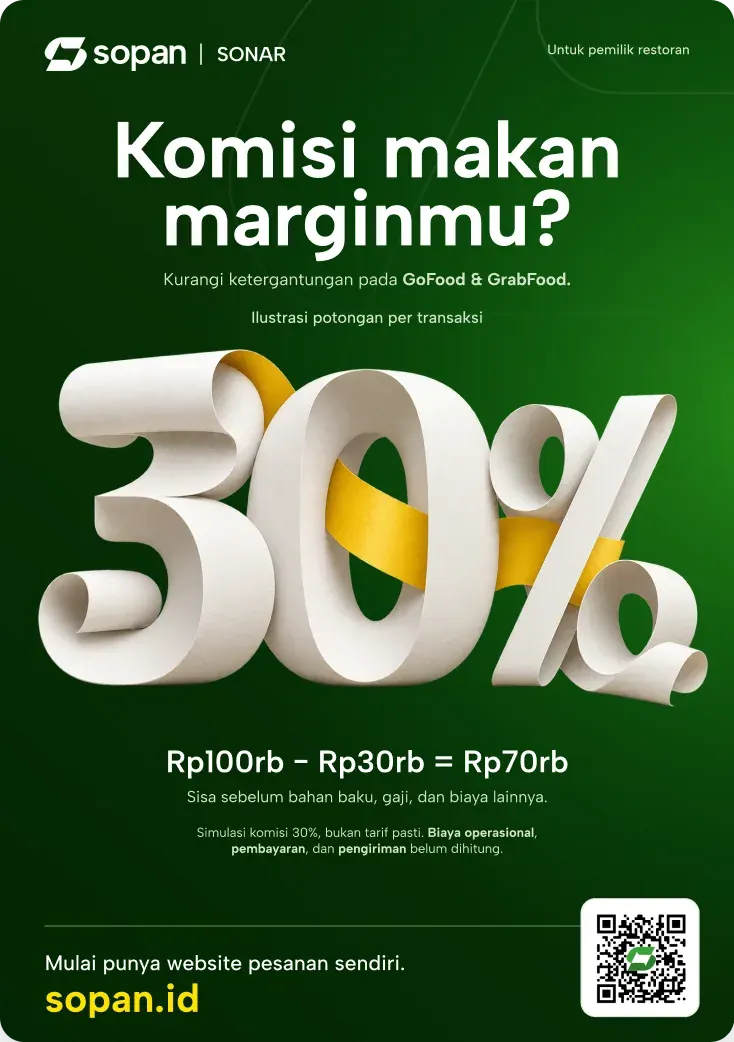 SONAR flyer: Commission eating your margin? Rp100k minus Rp30k equals Rp70k